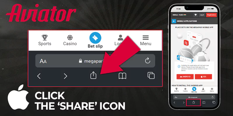 Click the Share icon on your browser to get the Megapari app